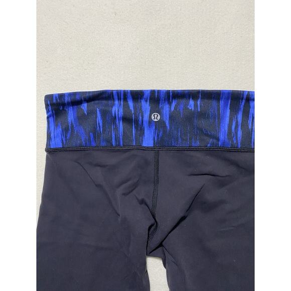 Lululemon Wunder Under Crop III Leggings 6 Reversible Black Sapphire Blue - Picture 5 of 10
